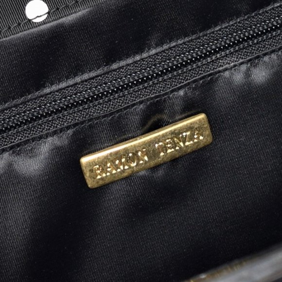 Ramon Tenza Poppy Polka Dot Black White Red Beaded Purse Handbag w/ Dust Bag EUC - Picture 10 of 13